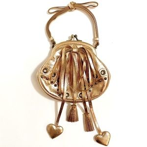 $348 Isabella Fiore Mini Bag Rose Gold Leather